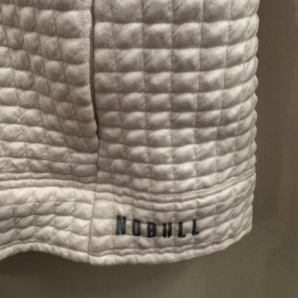NOBULL  white full zip waffle knit jacket with hood size xs - Picture 3 of 5
